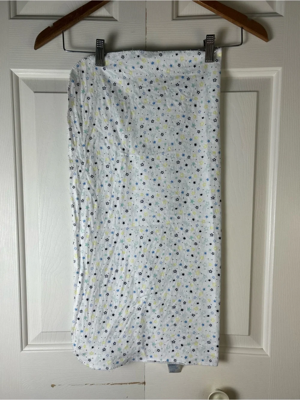 Kidgets Blue White Stars Baby Receiving Blanket Flannel Yellow Polka Dots Thin